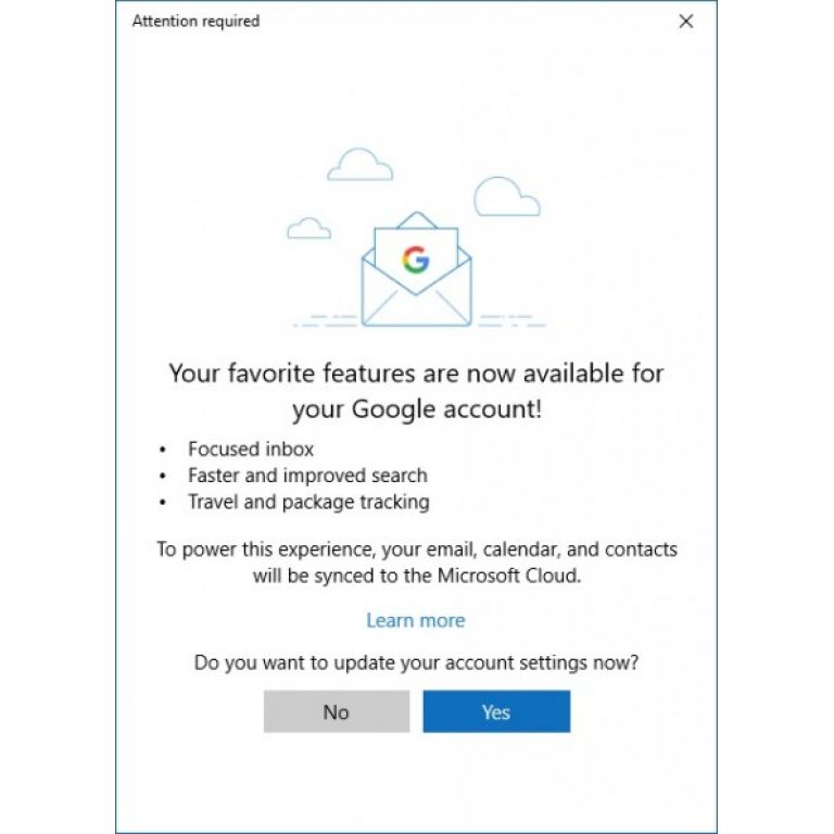 Focused Inbox llegar a Gmail en la app de Outlook para Windows 10